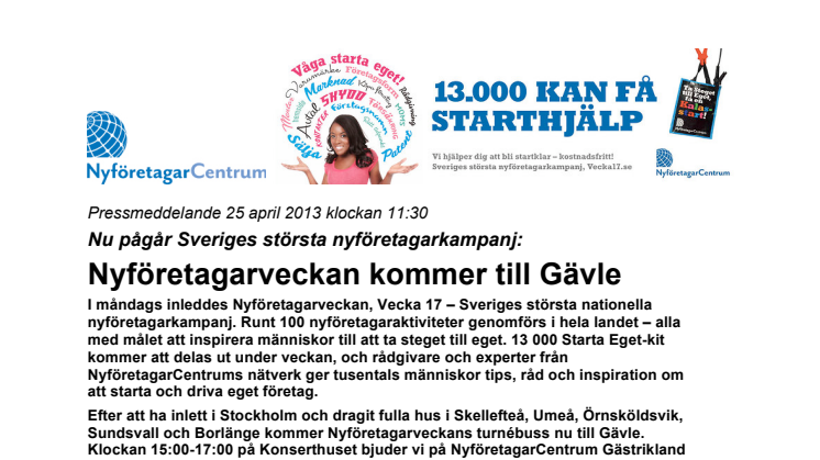 Nyföretagarveckan kommer till Gävle