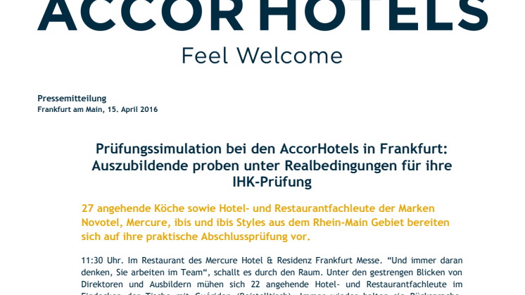 Prüfungssimulation bei den AccorHotels in Frankfurt: Auszubildende proben unter Realbedingungen für ihre IHK-Prüfung