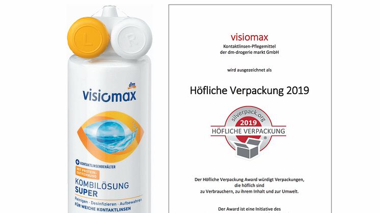 Die visiomax Kombilösung Super wurde mit dem SilverPack Award „Höfliche Verpackung“ ausgezeichnet.