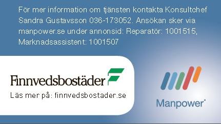 Finnvedsbostäder söker marknadsassistent och reparatör