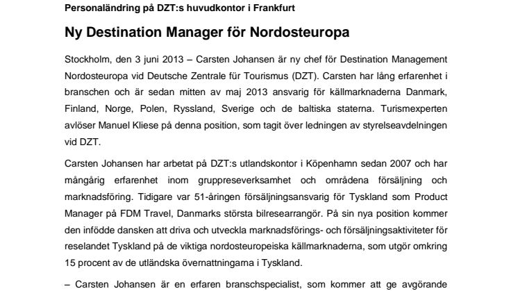 Ny Destination Manager för DZT Nordosteuropa