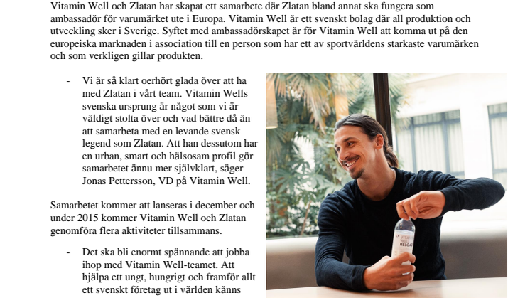Zlatan har valt sin dryck - svenska Vitamin Well