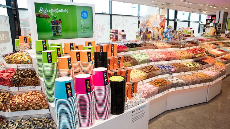 Hemmakvälls butikskoncept ”En ny värld av godis” till Kristianstad augusti 2018