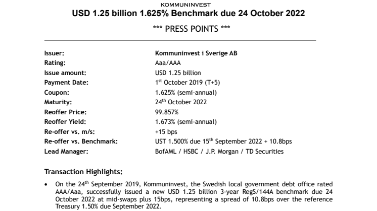 Kommuninvest Press Points Oct 2022