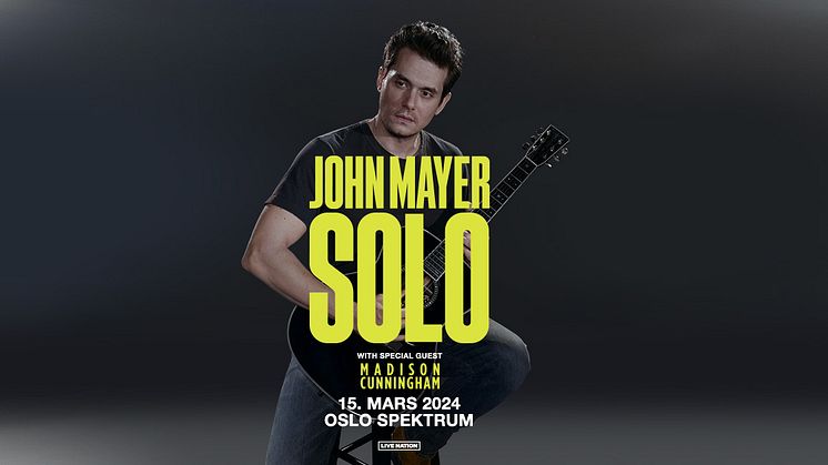 JOHN MAYER KOMMER TIL EUROPA MED SIN AKUSTISKE SOLO-TURNÉ!