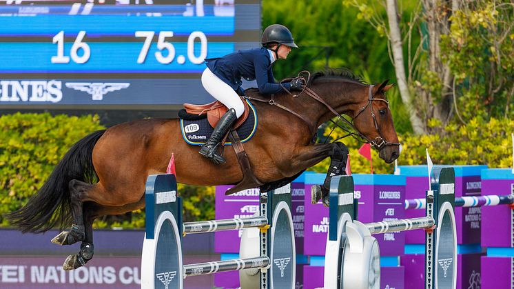 Irma Karlsson är en av ryttarna i svenska laget när finalen i nationshoppningsserien Longines EEF Series ska avgöras i Warszawa i helgen. Foto: Cedric Vleming/Bildbyrån (ej fri för publicering)