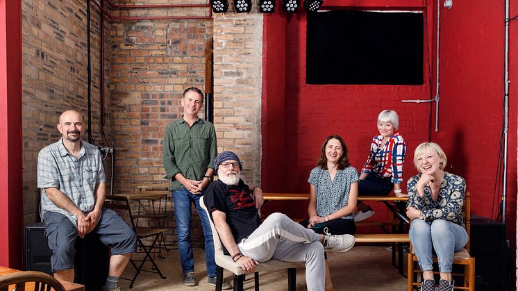 From left to right, actor Chris Connell, Associate Professor Steve Gilroy, actor Dave Johns, Dr Heike Pichler, actor Sharon Percy, and actor Jackie Lye..jpg