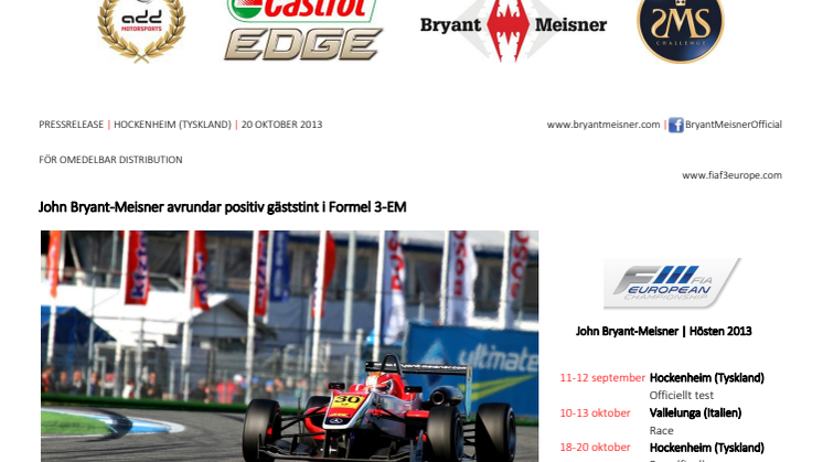 John Bryant-Meisner avrundar positiv gäststint i Formel 3-EM