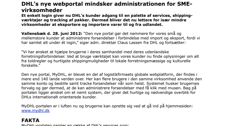 DHL’s nye webportal mindsker administrationen for SME-virksomheder
