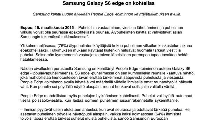 ​Samsung Galaxy S6 edge on kohtelias