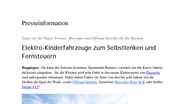 Elektro-Kinderfahrzeuge zum Selbstlenken und Fernsteuern