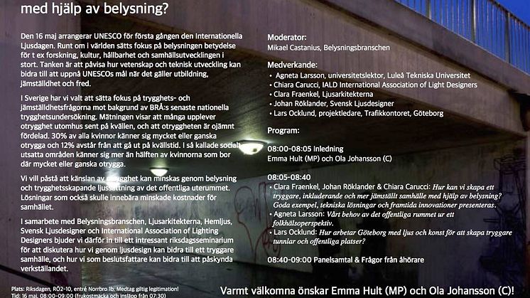 Inbjudan till Riksdagsseminarium 16 maj 2018.