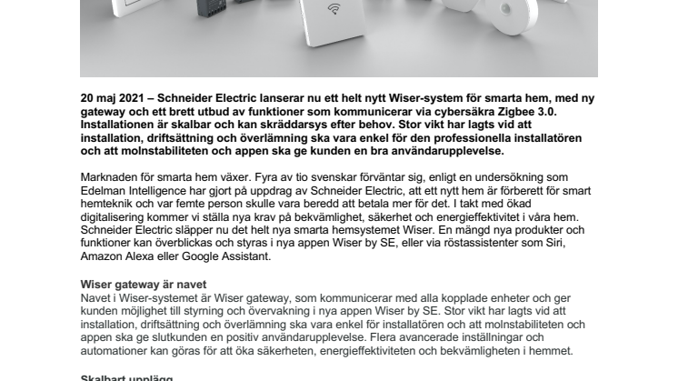 Schneider Electric tar det smarta hemmet till nästa nivå med nya Wiser