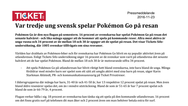 Var tredje ung svensk spelar Pokémon Go på resan 