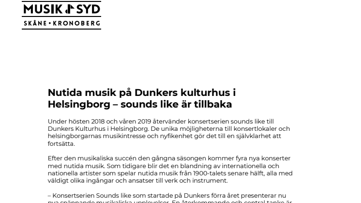 Nutida musik på Dunkers kulturhus i Helsingborg – sounds like är tillbaka