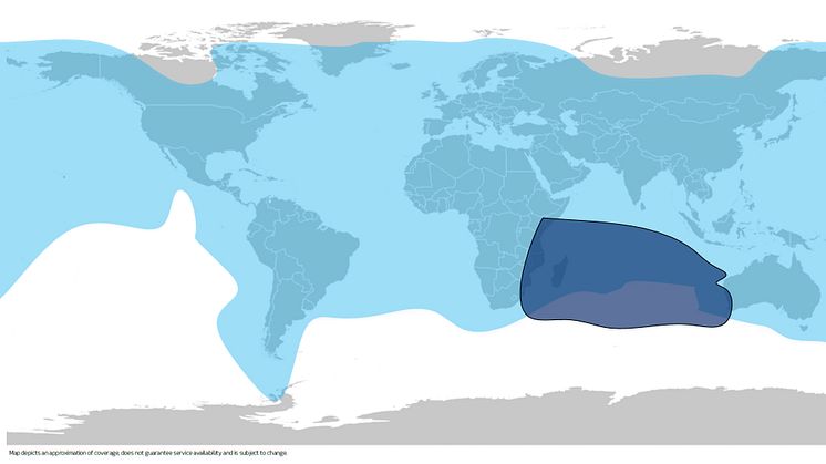 The new capacity (shown in dark blue) comes from a satellite positioned in geostationary orbit at a longitude of 110° East