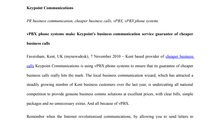 vPBX phone systems make Keypoint’s business communication service guarantee of cheaper business calls