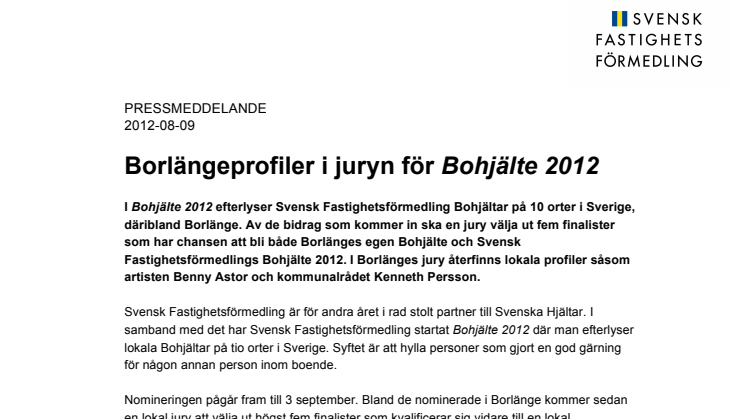 Borlängeprofiler i juryn för Bohjälte 2012