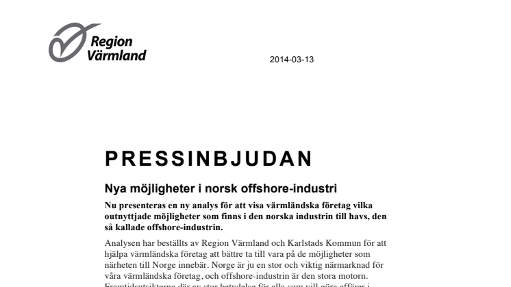 Värmländska möjligheter i norsk offshore-industri