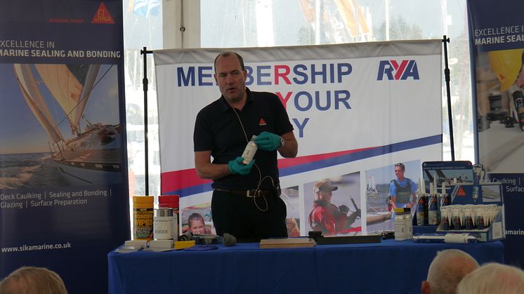 Gareth Ross from Sika Limited giving a practical talk at 2016's Scotland Boat Show