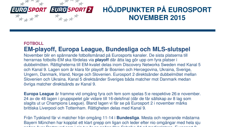 Eurosports höjdpunkter i november - dokument