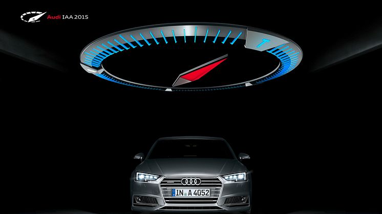 Audi is once again displaying bold exhibition architecture at the IAA International Motor Show placing the A4 in its center
