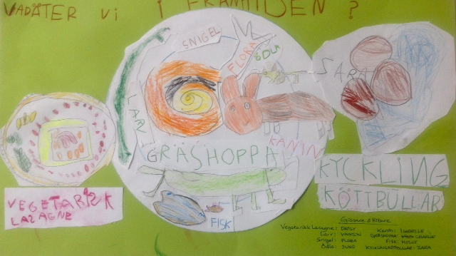 “Vad äter vi i framtiden?” Ritning av barnen (5-6 år) på Sunnebo Förskola i Nacka. 