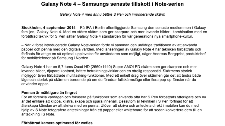 Galaxy Note 4 – Samsungs senaste tillskott i Note-serien