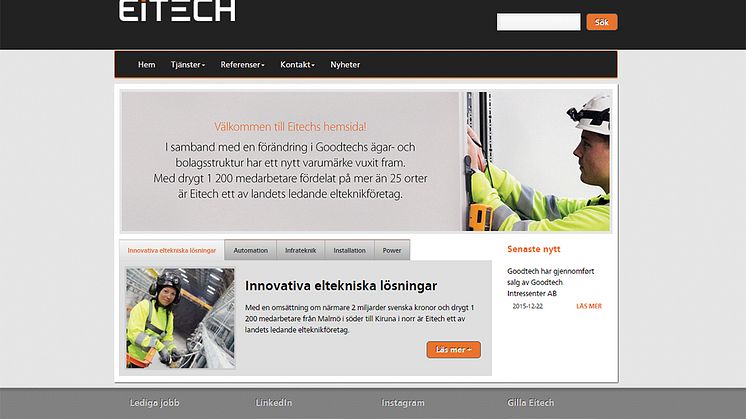 Goodtech i Sverige blir Eitech och rivstartar året med egen hemsida och nyhetsrum  