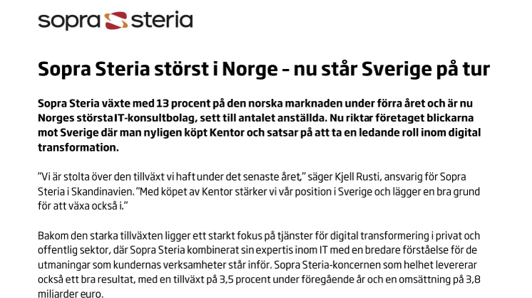 Sopra Steria störst i Norge – nu står Sverige på tur