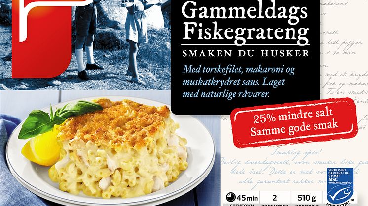 God Gammeldags fiskegrateng med mindre salt