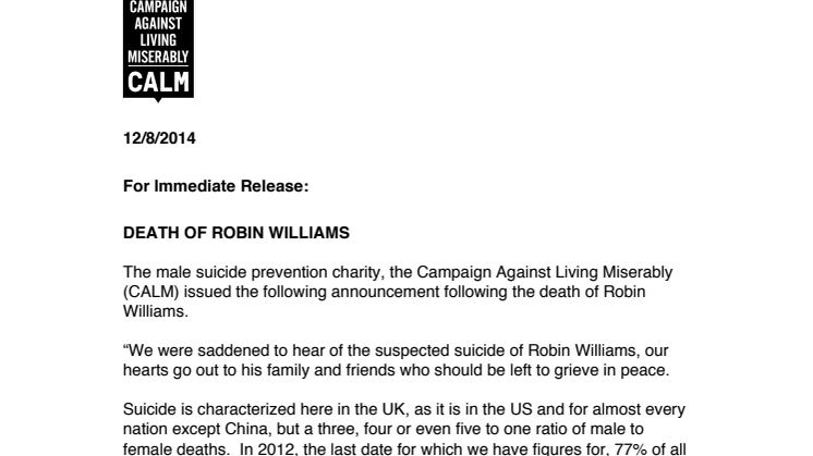 DEATH OF ROBIN WILLIAMS