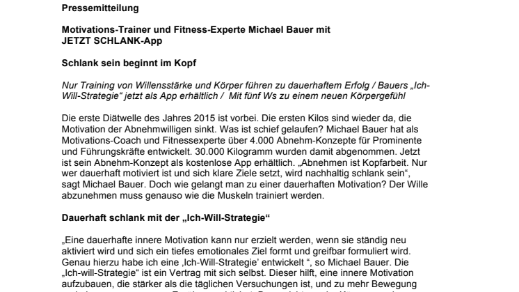 Motivations-Trainer und Fitness-Experte Michael Bauer mit  JETZT SCHLANK-App 