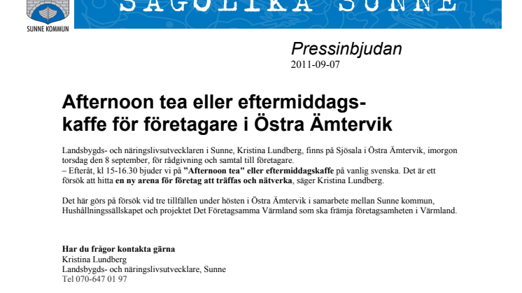 Afternoon tea eller eftermiddagskaffe för företagarna i Östra Ämtervik