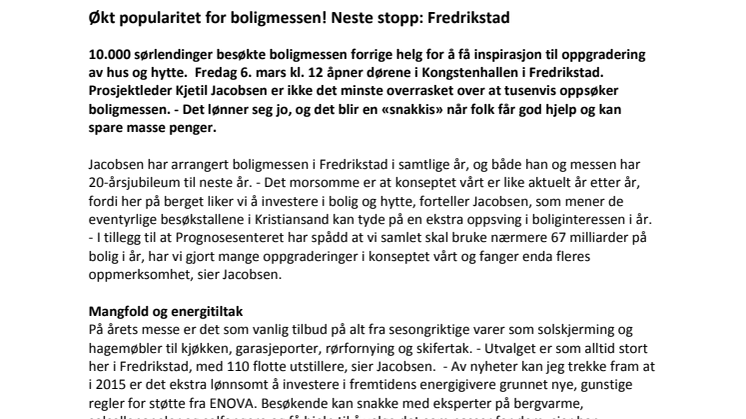 Økt popularitet for boligmessen! Neste stopp: Fredrikstad 