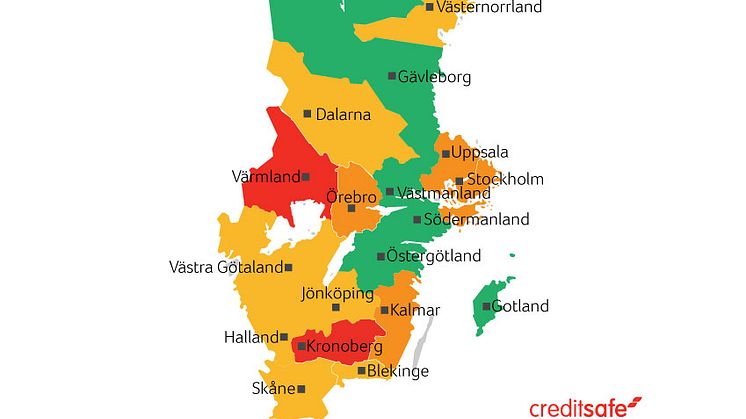 Creditsafes konkursbarometer första halvåret 2016: Här är kommunerna och länen där konkurserna minskar