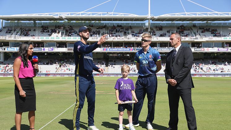 Captains James Vince and Sam Billings at the toss before the 2018 Royal London One-Day Cup final at Lord's this morning