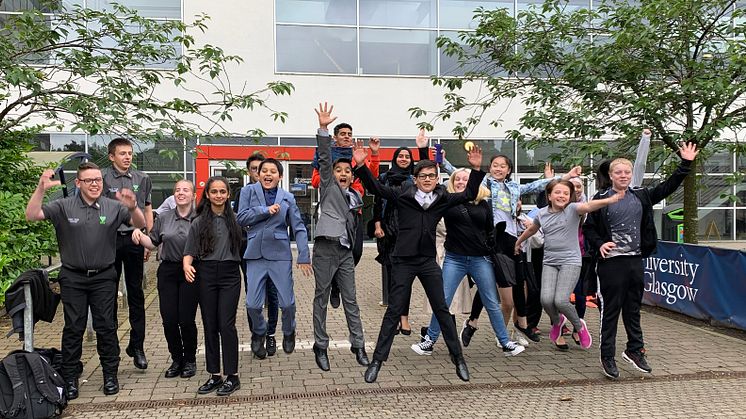 Youth Activate students celebrate after completing the Community Development programme at Glasgow University 