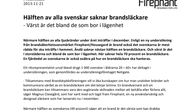 Hälften av alla svenskar saknar brandsläckare - Värst är det bland de som bor i lägenhet