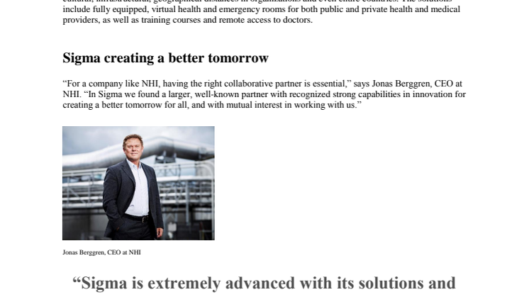 ​Sigma paving the way for Swedish innovations in eHealth that can save lives