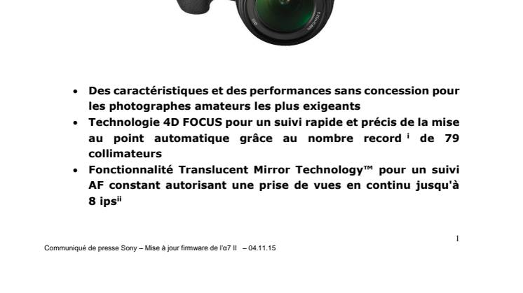 Sony confirme son engagement à la monture A et présente l’appareil photo α68, l’autofocus maîtrisé