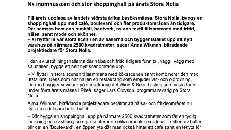Ny inomhusscen och stor shoppinghall på årets Stora Nolia