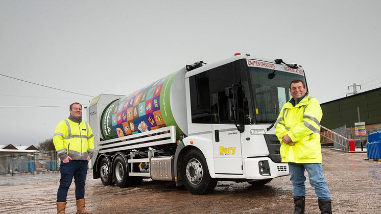 Carl Nieland, waste operations manager, and Councillor Alan Quinn with one of the new Rotopress vehicles.