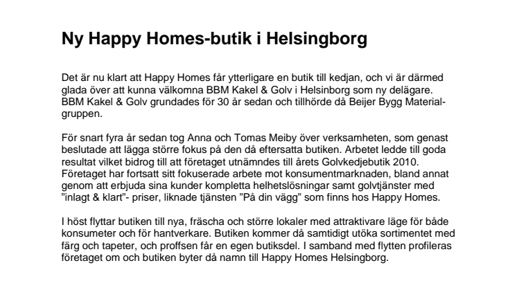 Ny Happy Homes-butik i Helsingborg