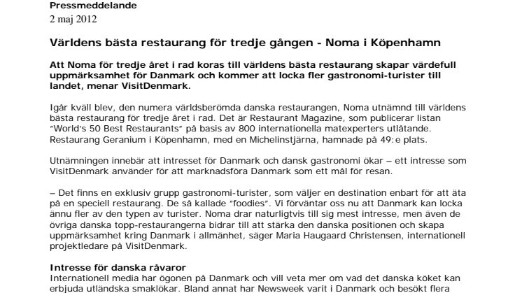 Världens bästa restaurang för tredje gången - Noma i Köpenhamn