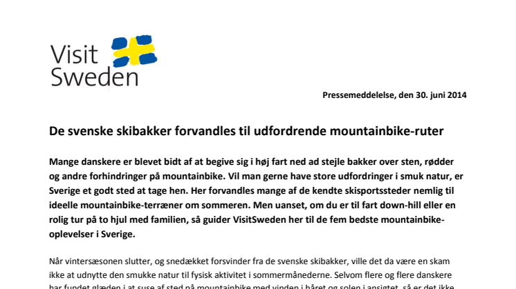 De svenske skibakker forvandles til udfordrende mountainbike-ruter