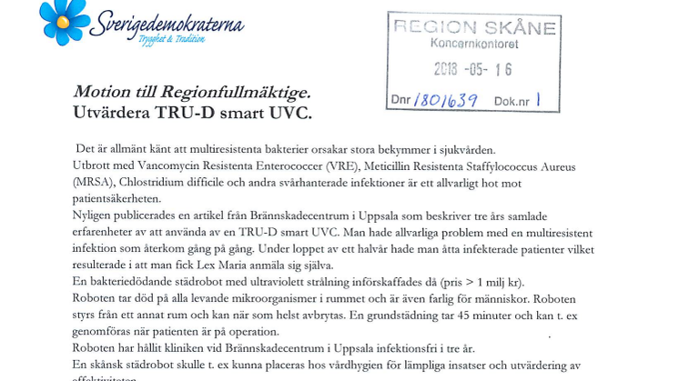Motion: utvärdera TRU-D smart UVC