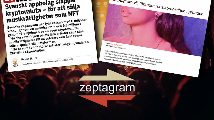 Zeptagram uppmärksammas i DI och GAFFA för att de släpper kryptovaluta för att sälja musikrättigheter som NFT
