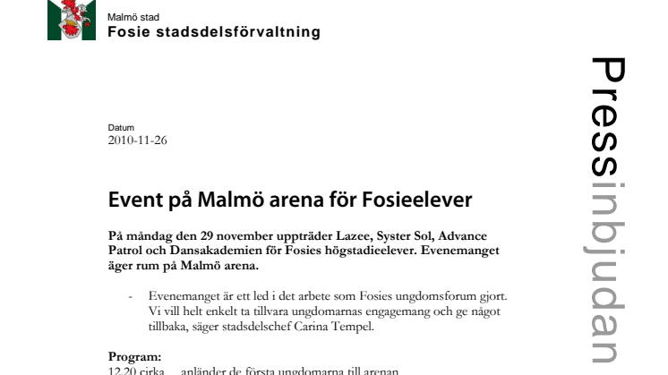 Event på Malmö arena för Fosieelever