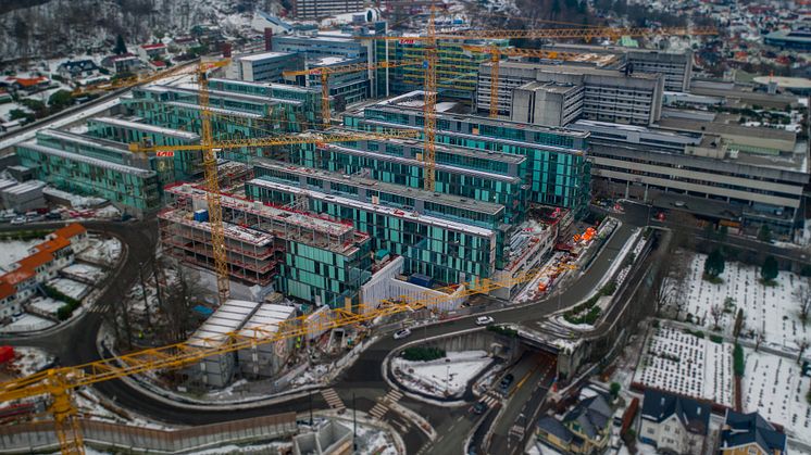 Das Krankenhausprojekt Glasblokkene Trinn 2 in Bergen wird mithilfe eines digitalen Zwillings realisiert (c) Healthcare Bergen